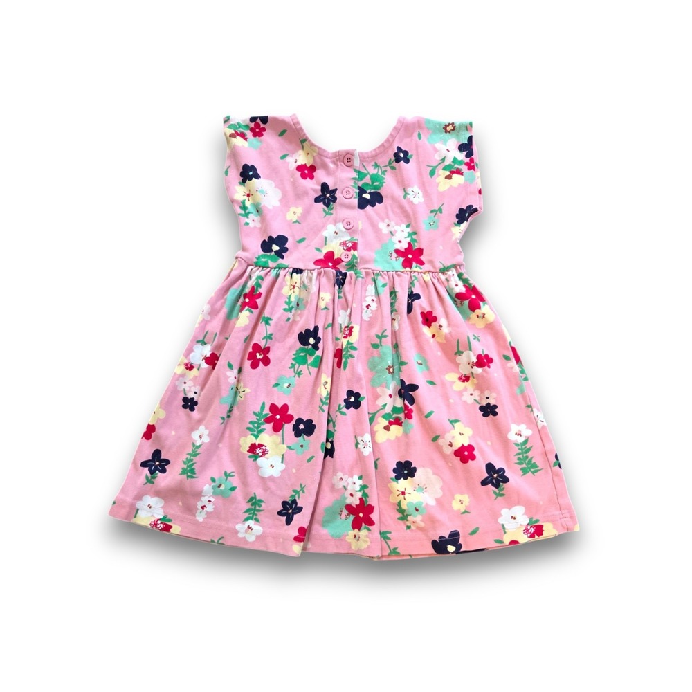Hanna Andersson Pink Floral Buttons Short Sleeve Dress Girls 110 US 5